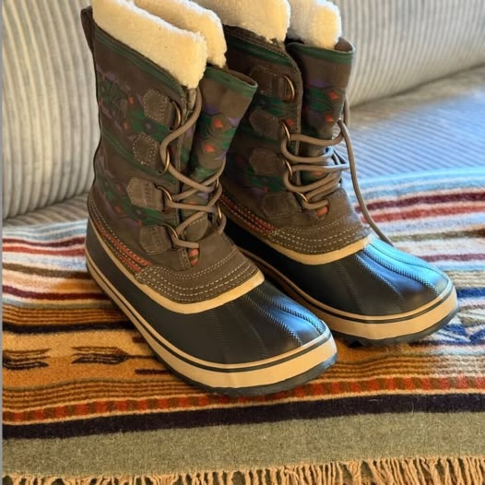 Sorel Vintage Graphic Diamond Print Pac Leather Waterproof Winter Boot